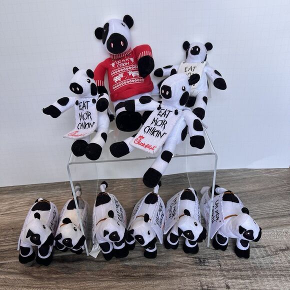 Chick-fil-A EAT MORE CHIKIN Cow Plush Lot of 10 Assorted Plush Christmas - Picture 2 of 10